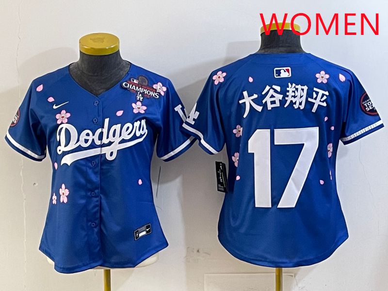 Women Los Angeles Dodgers 17 Ohtani Blue Sakura Edition 2025 Nike MLB Jersey style 12